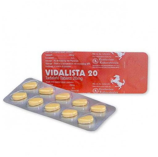 Afbeelding van 2 strips Vidalista 20 mg, een tadalafil-tablet voor de behandeling van erectiestoornissen bij mannen.